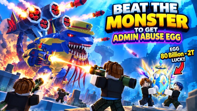 Official ABUSE EGG announcement art showing a monster battle and egg