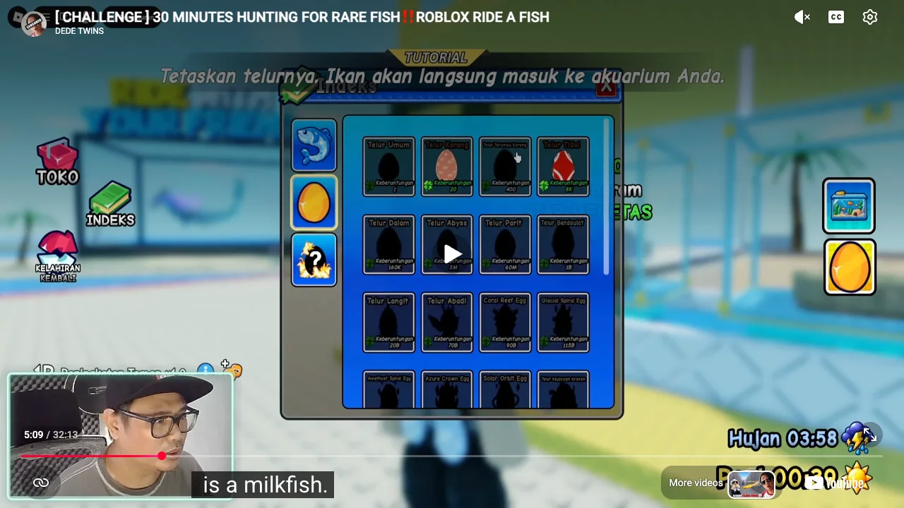 Egg tab in the recorded Index with Common, Coral, Coral Reef and Tidal Egg cards