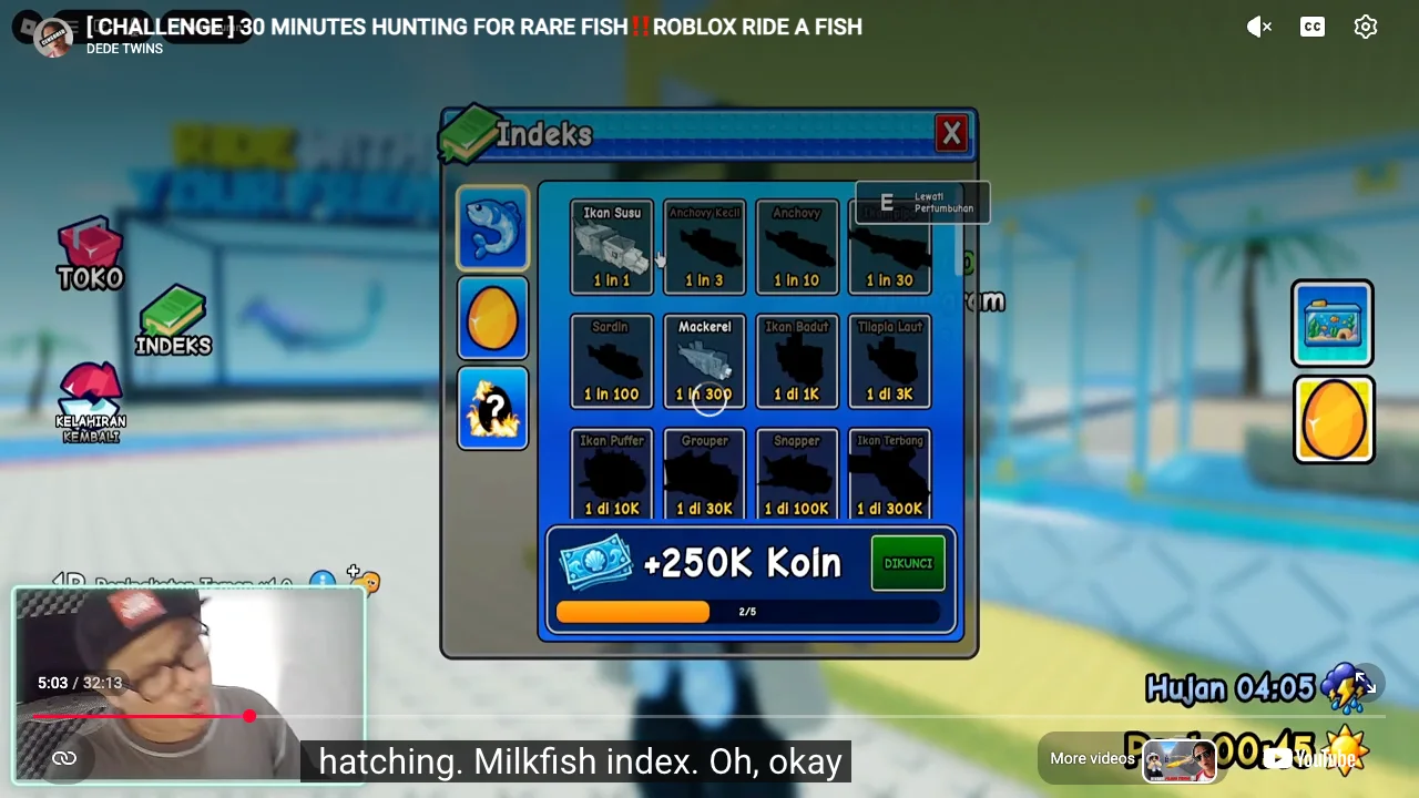 Fish tab in the recorded Index with Milkfish, Anchovy, Mackerel and other names