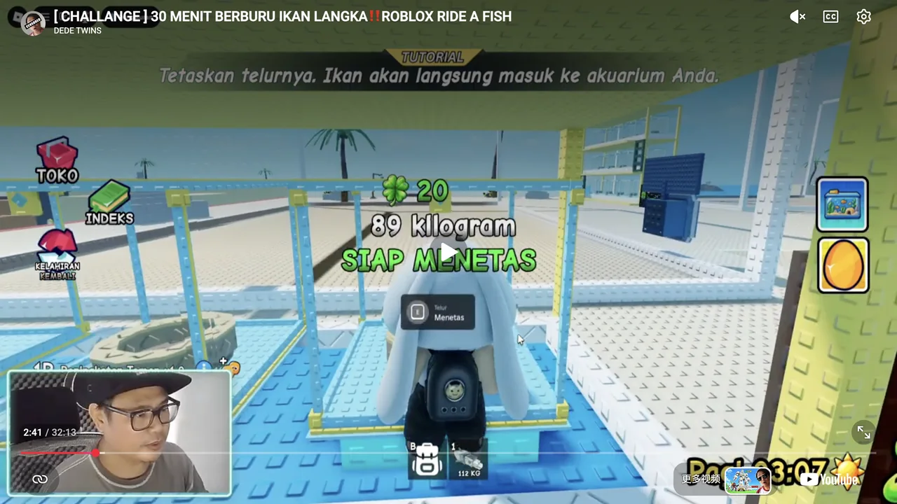 Real Ride A Fish footage showing the ready egg and E Hatch prompt